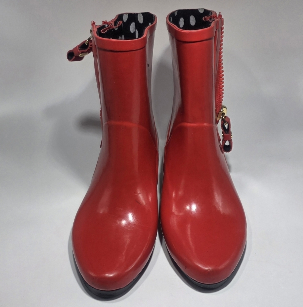 Kate Spade Penny Ankle Rubber Rain Boots, Size 5 Red Color New